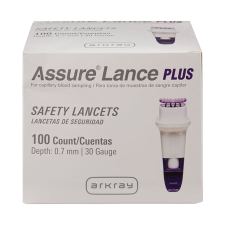 Assure Lance Plus Safety Lancet-Safety Lancet Assure 30 Gauge Protective Safety Cap Push Button Activation Finger