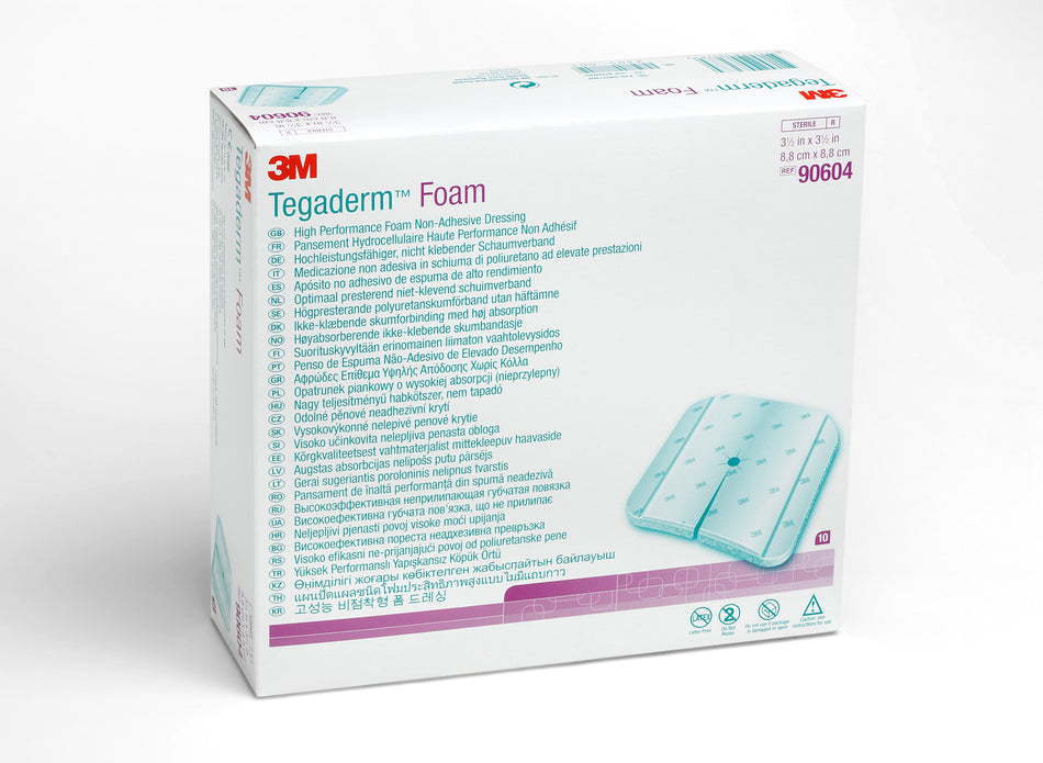 3M� Tegaderm� High Performance Nonadhesive without Border Foam Dressing, 3� x 3� Inch Fenestrated-Foam Dressing 3M� Tegaderm� High Performance 3-1/2 X 3-1/2 Inch Without Border Film Backing Nonadhesive Fenestrated Square Sterile
