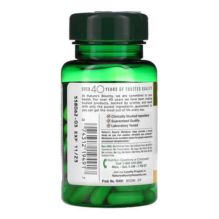 Nature's Bounty Melatonin 10 mg Capsules-Natural Sleep Aid Nature's Bounty 60 per Bottle Capsule 10 mg Strength