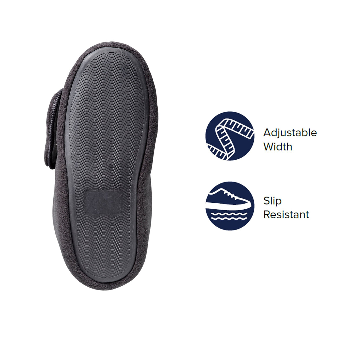 Diabetic Bootie Slippers Silverts® Unisex Adult X-Large / X-Wide Hard Sole Single Patient Use Black