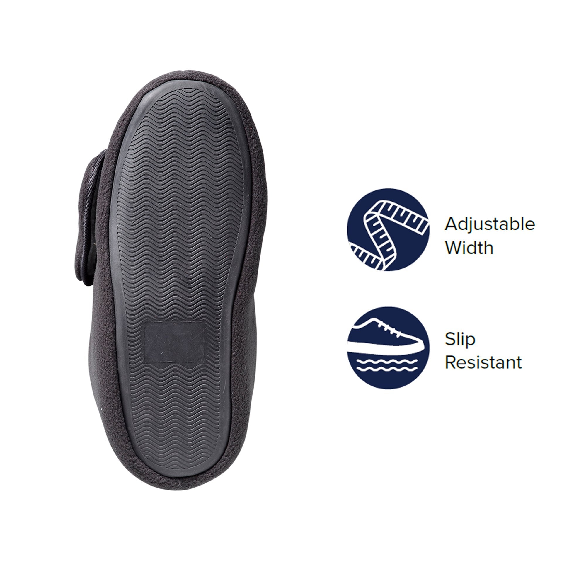 Diabetic Bootie Slippers Silverts® Unisex Adult X-Large / X-Wide Hard Sole Single Patient Use Black