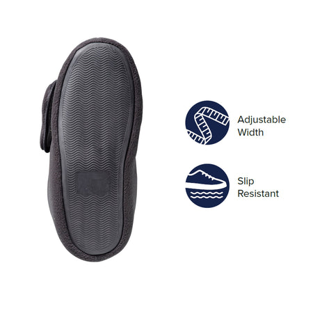 Diabetic Bootie Slippers Silverts® Unisex Adult X-Large / X-Wide Hard Sole Single Patient Use Black