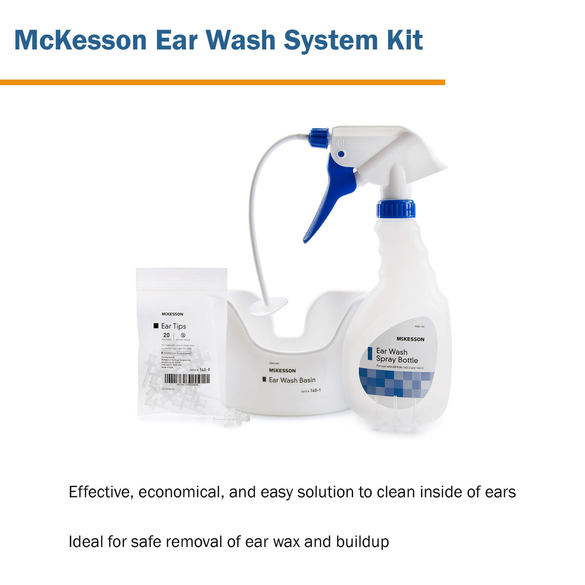 McKesson Ear Wash System Kit Spray Bottle Flexible Tube 140-3-Ear Wash System McKesson Disposable Tip Blue / White