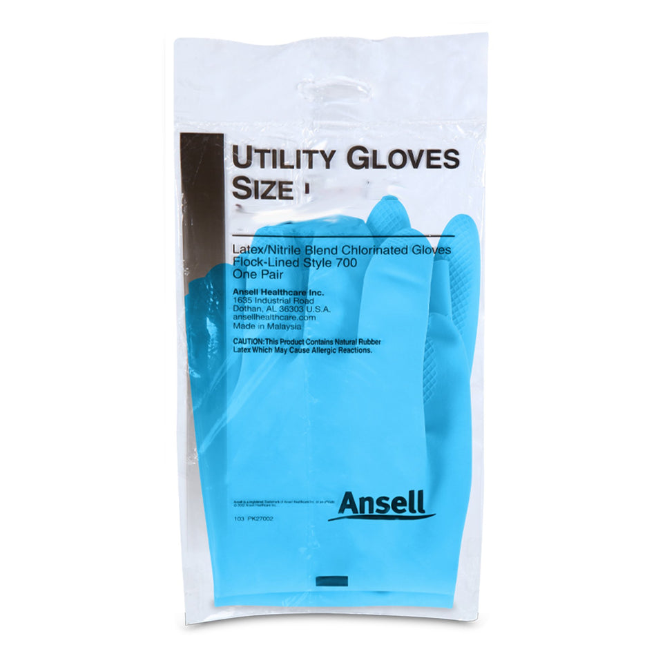 Ansell Latex/Nitrile Utility Glove, Large, Blue-Utility Glove Large Flock Lined Latex / Nitrile Blue 13 Inch Straight Cuff NonSterile