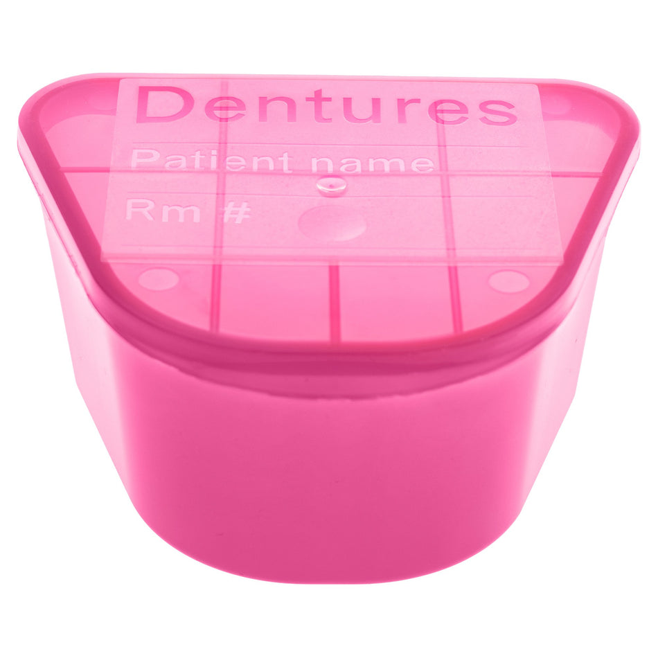 McKesson Disposable Denture Cup-McKesson Denture Cup 8 oz. Pink Hinged Lid Single Patient Use