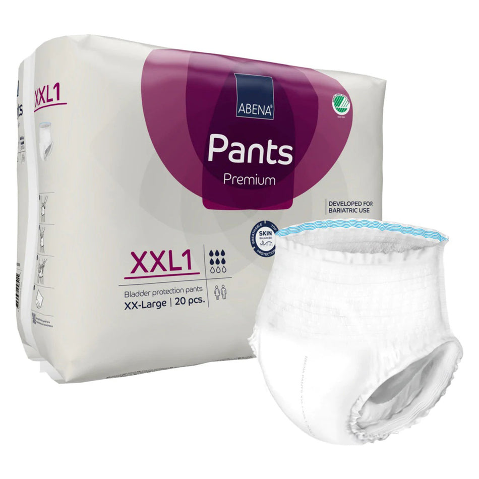 Abena Premium Pants XXL1 Incontinence Brief, 2X-Large-Unisex Adult Absorbent Underwear Abena Premium Pants XXL1 Pull On with Tear Away Seams 2X-Large Disposable Heavy Absorbency