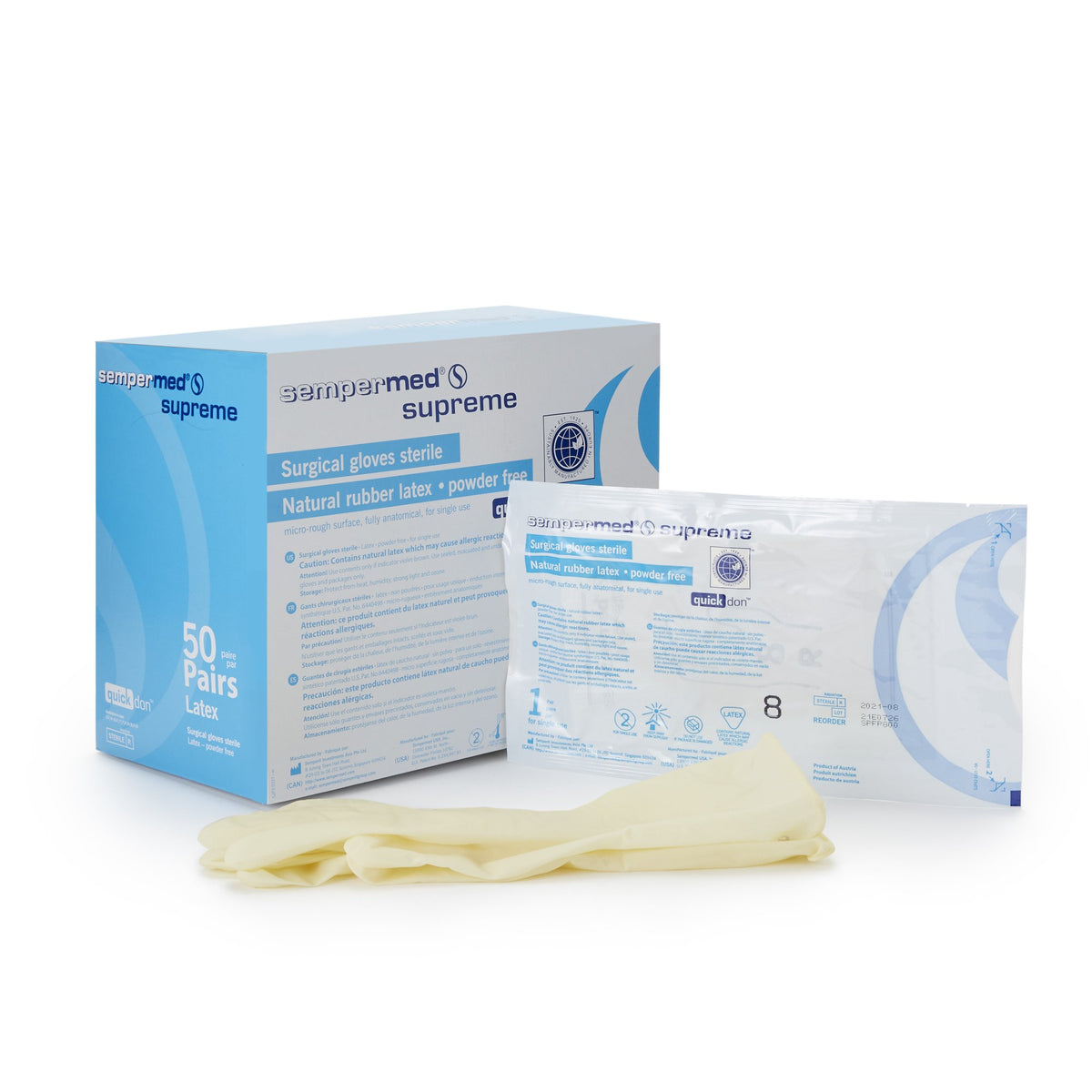 Sempermed® Supreme Latex Surgical Glove, Size 8, Ivory - Gloves>Surgical Gloves - Harps USA Inc