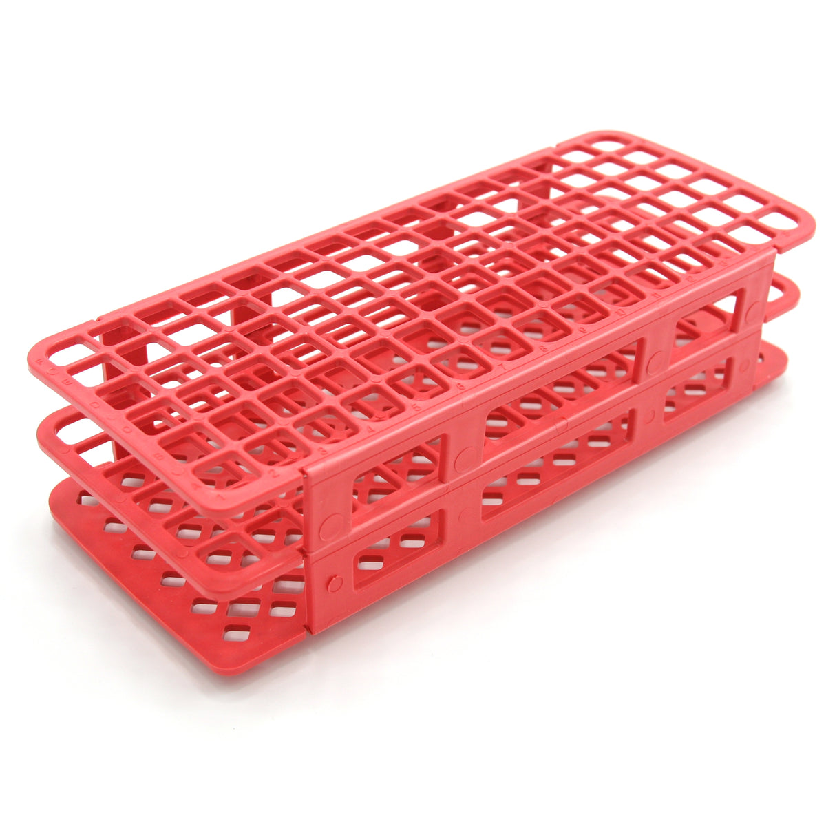 Fold & Snap Test Tube Racks, for 5 10 mL tubes-Fold and Snap Test Tube Rack 90 Place 5 to 10 mL Tube Size Red 2-2/5 X 4-1/8 X 9-2/3 Inch