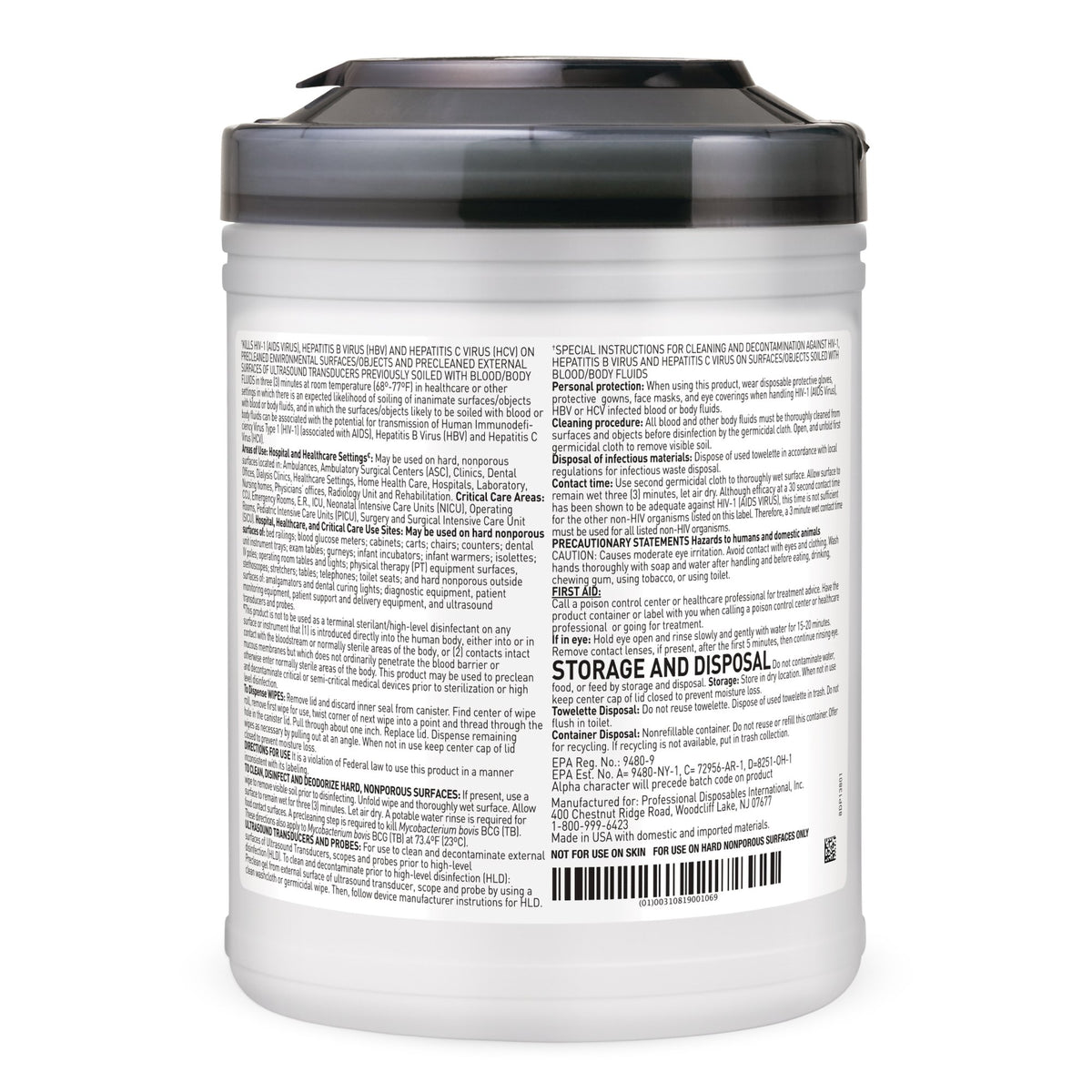 Sani-Cloth® AF3 Germicidal Large Disinfectant Wipes, Canister, 160 ct. - Housekeeping>Cleaners and Disinfectants - Profess...
