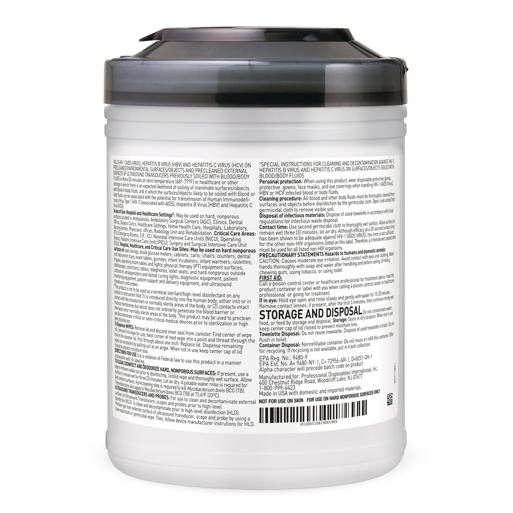 Sani-Cloth® AF3 Germicidal Large Disinfectant Wipes, Canister, 160 ct. - Housekeeping>Cleaners and Disinfectants - Profess...