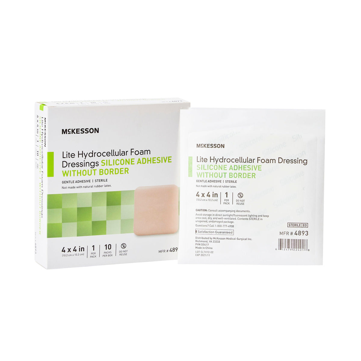 McKesson Lite Hydrocellular Foam Dressing w/ Silicone Adhesive w/o Border, 4 x 4 - Wound Care>Advanced Wound Care>Foam Dre...