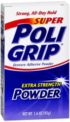 Super Poligrip Denture Adhesive-Denture Adhesive Super Poligrip Powder 1.6 oz.