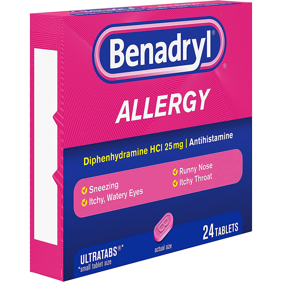 Benadryl Allergy Ultratabs-Allergy Relief Benadryl 25 mg Strength Tablet 24 per Box