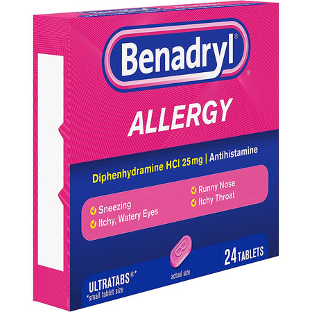 Benadryl Allergy Ultratabs-Allergy Relief Benadryl 25 mg Strength Tablet 24 per Box