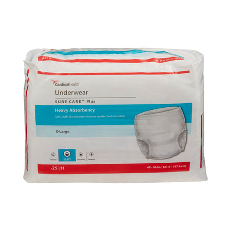 Sure Care™ Plus Heavy Absorbent Underwear, Extra Large - Incontinence>Adult Briefs and Protective Undergarments - Cardinal