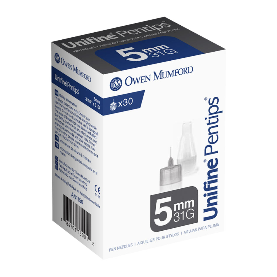 Standard Insulin Pen Needle Unifine® Pentips® 31 Gauge 5 mm Length NonSafety