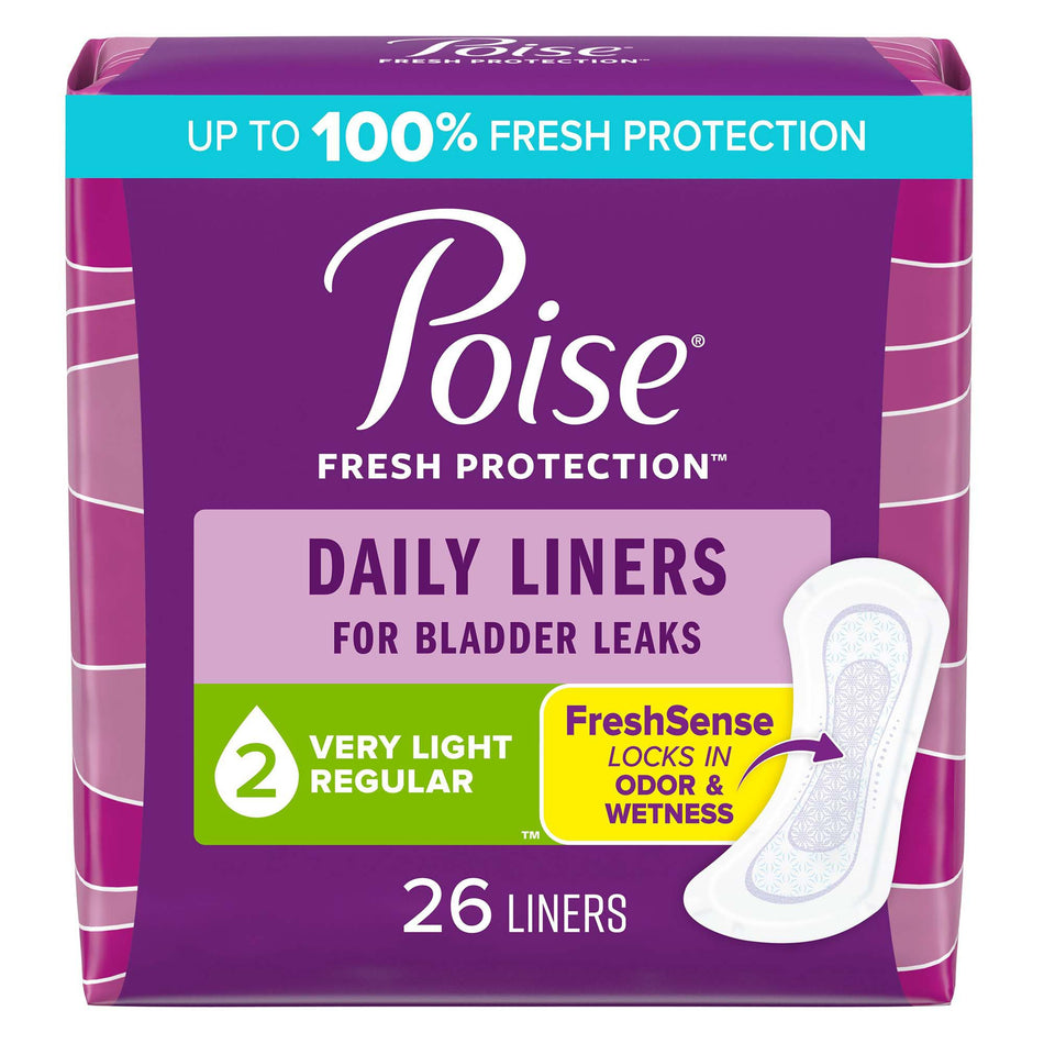 Bladder Control Pad Poise® Fresh Protection™ 7-1/2 Inch Length Light Absorbency Polymer Core One Size Fits Most