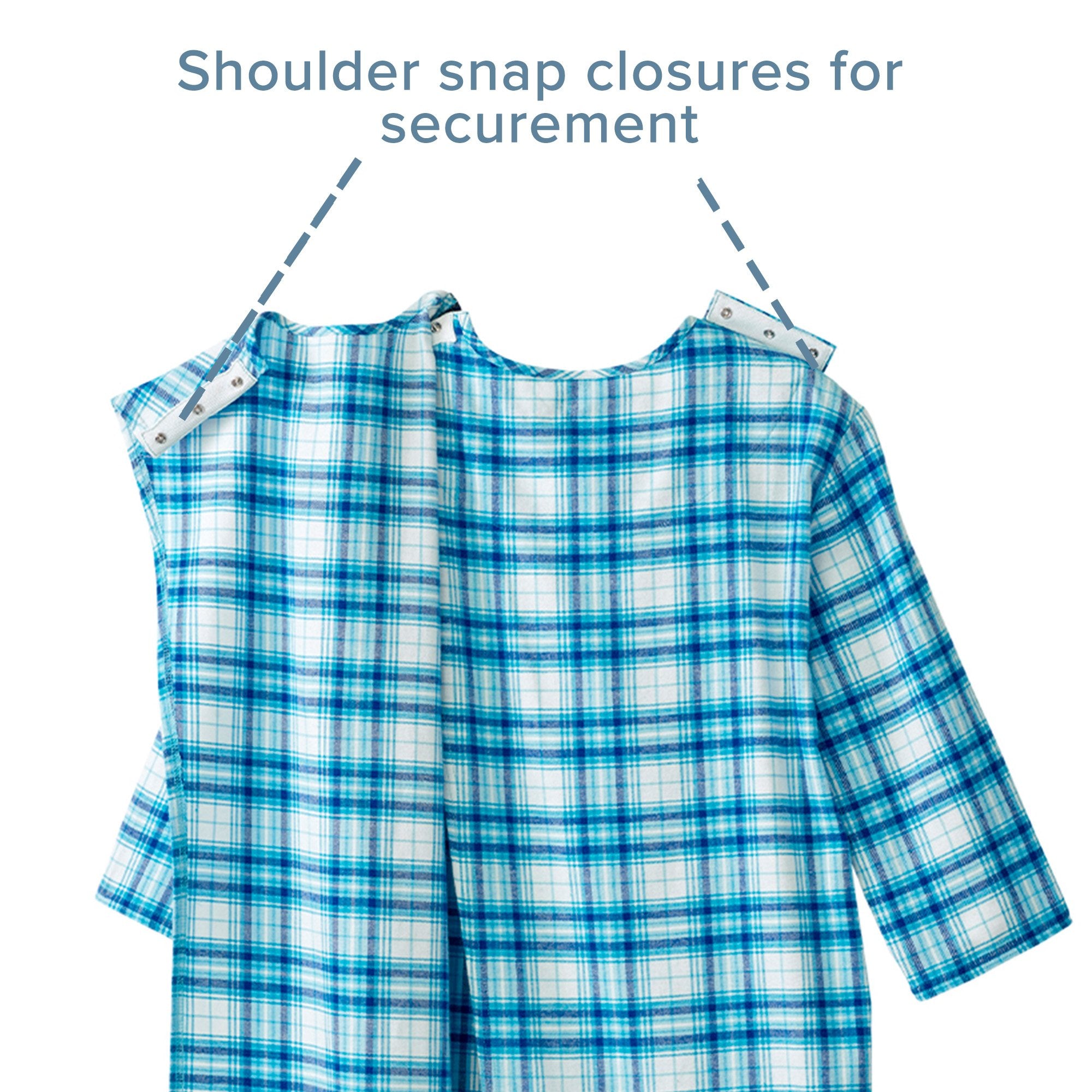Silverts® Shoulder Snap Patient Exam Gown, 2X-Large, Turquoise Plaid