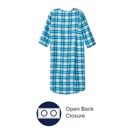 Silverts® Shoulder Snap Patient Exam Gown, Small, Turquoise Plaid
