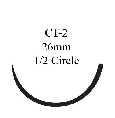 Nonabsorbable Suture with Needle Prolene™ Polypropylene CT-2 1/2 Circle Taper Point Needle Size 2 - 0 Monofilament