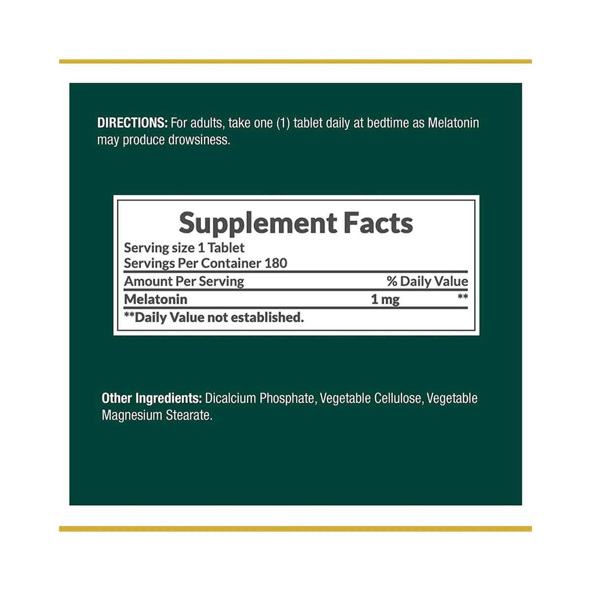 Nature's Bounty Melatonin Natural Sleep Aid-Natural Sleep Aid Nature's Bounty 180 per Bottle Tablet 1 mg Strength