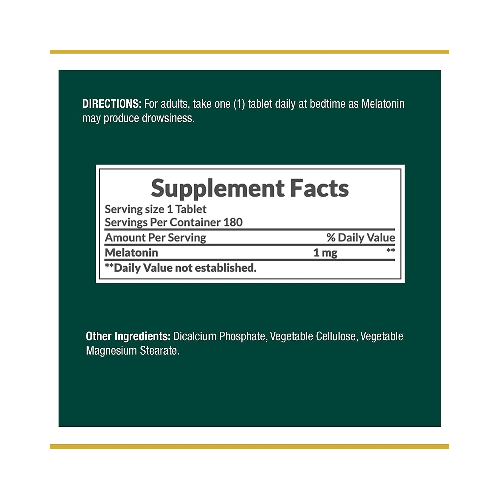 Nature's Bounty Melatonin Natural Sleep Aid-Natural Sleep Aid Nature's Bounty 180 per Bottle Tablet 1 mg Strength