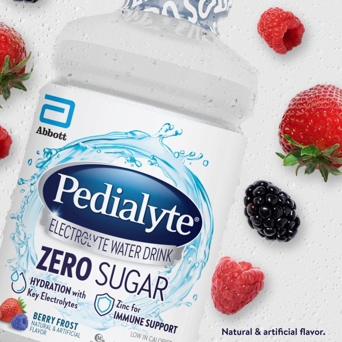 Oral Electrolyte Solution Pedialyte® Zero Sugar Berry Frost Flavor 33.8 oz. Electrolyte