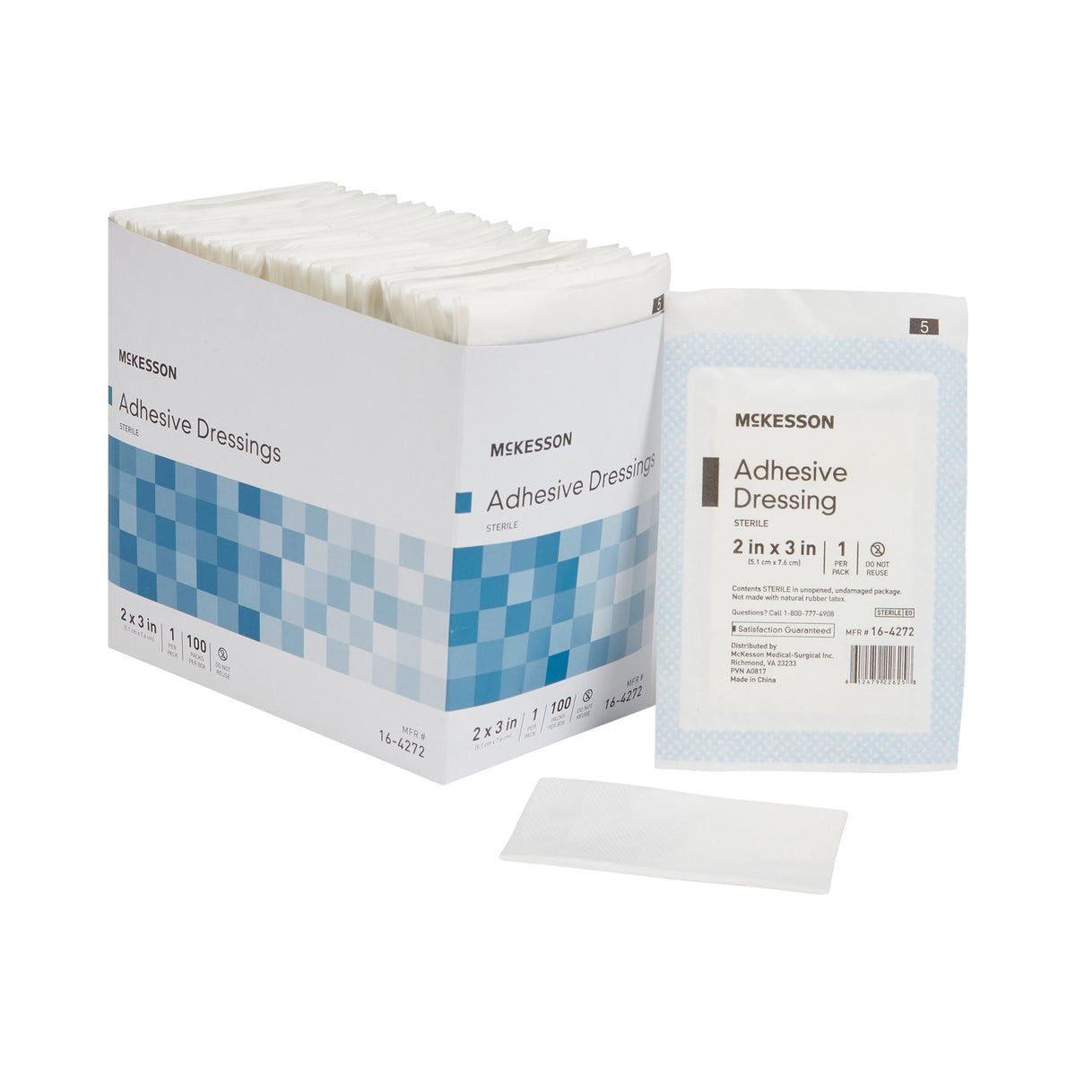 McKesson White Adhesive Dressing, 2 x 3 Inch-Island Dressing McKesson 2 X 3 Inch Rectangle Sterile