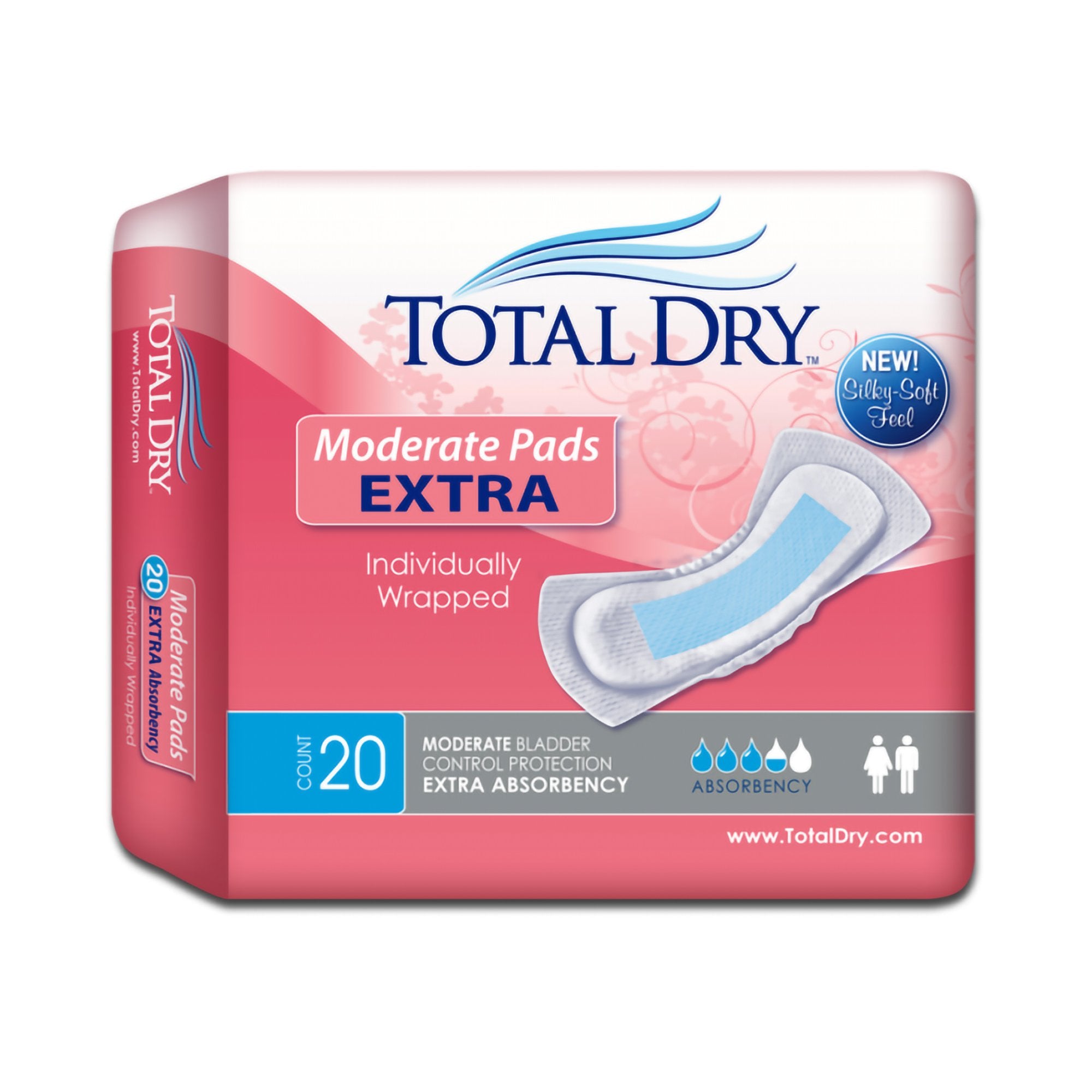 TotalDry Moderate Extra Bladder Control Pad, 11-Inch Length-Bladder Control Pad TotalDry 11 Inch Length Moderate Absorbency Polymer Core Regular