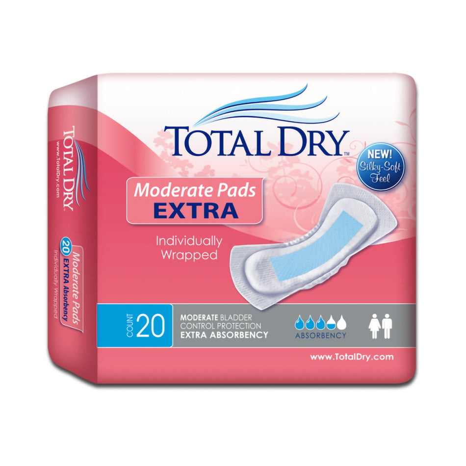 TotalDry Moderate Extra Bladder Control Pad, 11-Inch Length-Bladder Control Pad TotalDry 11 Inch Length Moderate Absorbency Polymer Core Regular
