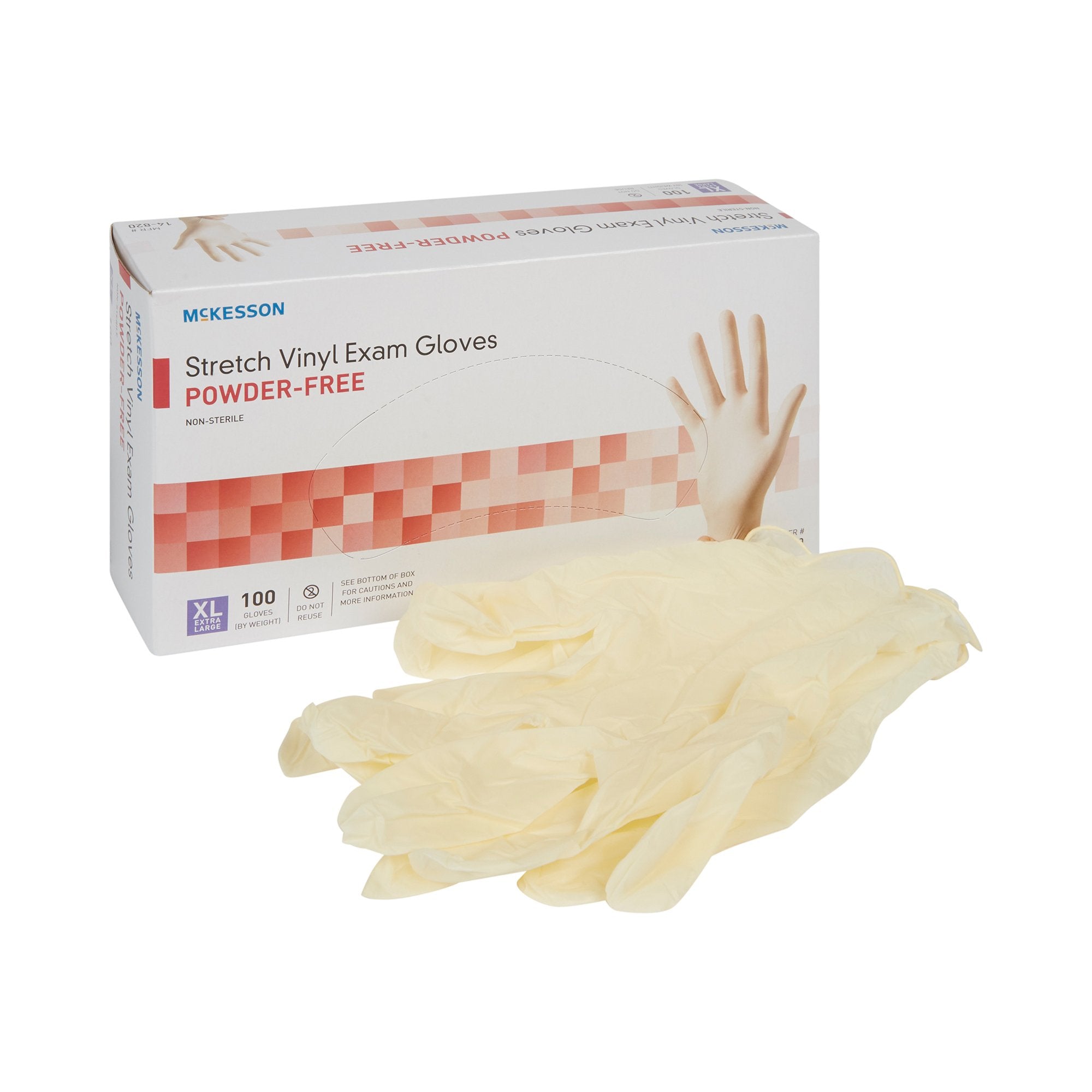 McKesson Stretch Vinyl Exam Glove, Extra Large, Ivory-Exam Glove McKesson X-Large NonSterile Stretch Vinyl Standard Cuff Length Smooth Ivory Not Rated