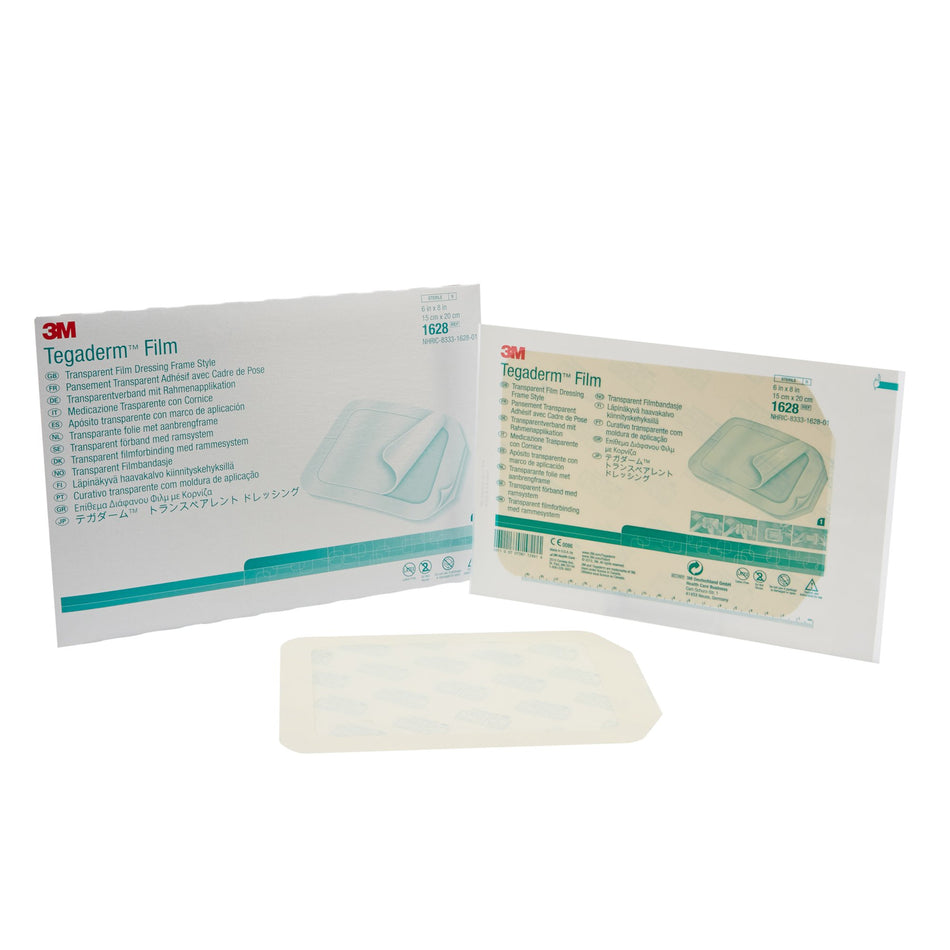 3M� Tegaderm� Transparent Film Dressing, 6 x 8 Inch-Transparent Film Dressing 3M� Tegaderm� 6 X 8 Inch Frame Style Delivery Rectangle Sterile