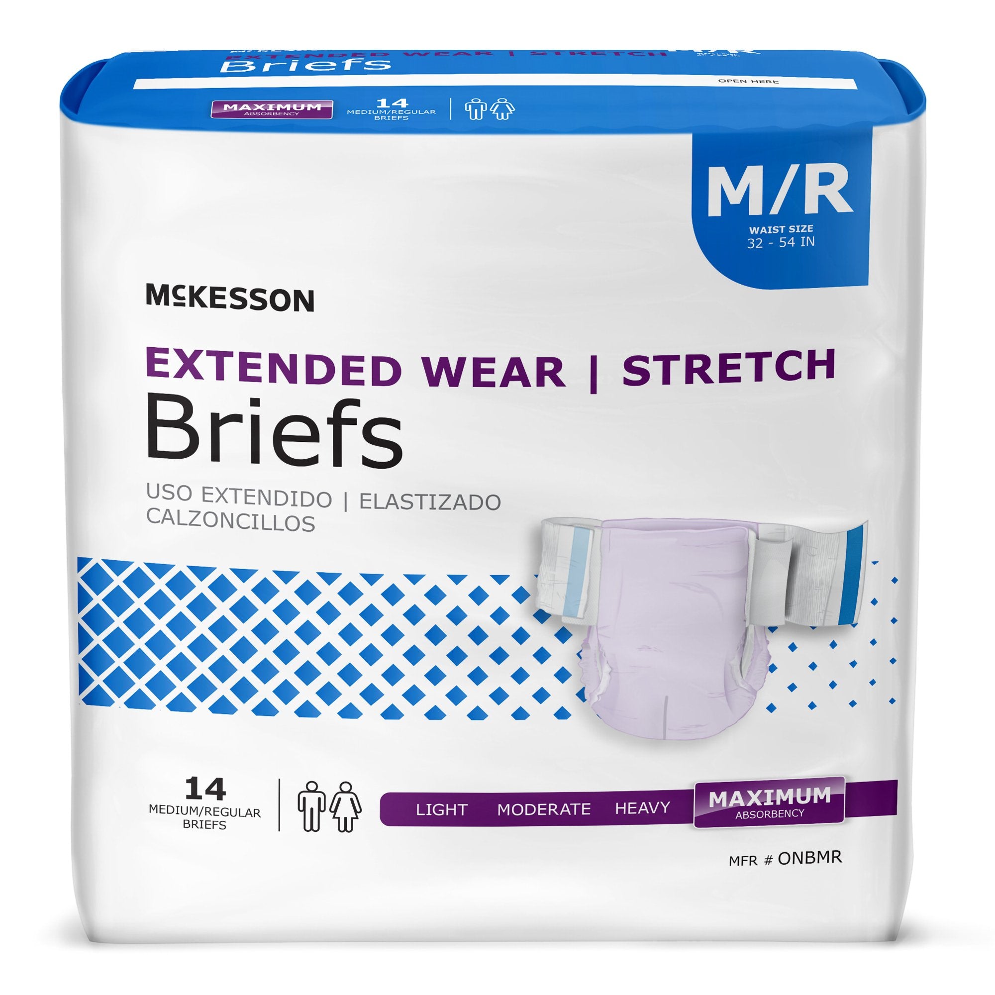McKesson Extended Wear Maximum Absorbency Incontinence Brief, Medium-Unisex Adult Incontinence Brief McKesson Extended Wear Medium Disposable Heavy Absorbency