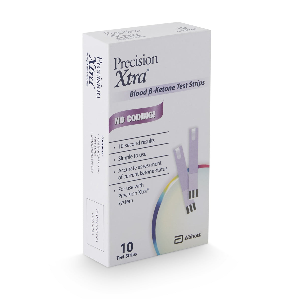 Precision Xtra Blood Ketone Test Strips-Blood Glucose and Ketone Test Strips Precision Xtra 10 Strips per Pack