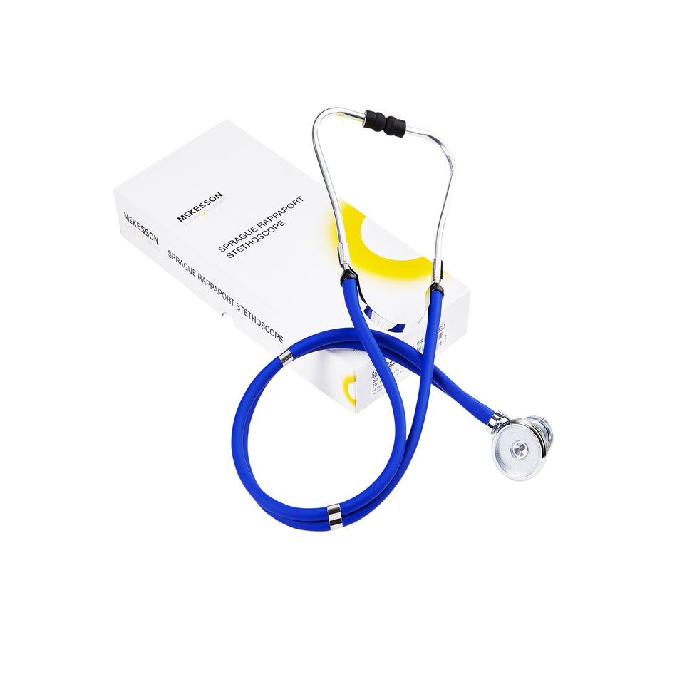 McKesson Lumeon Sprague Rappaport Stethoscope Double Lumen Royal Blue 641RBGM-Sprague Stethoscope McKesson LUMEON Royal Blue 2-Tube 22 Inch Tube Double Sided Chestpiece