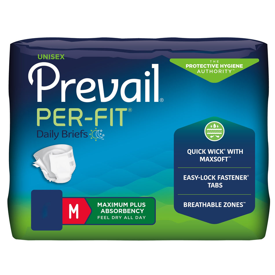 Prevail Per-Fit Adult Briefs Maximum Plus Absorbency, Medium-Unisex Adult Incontinence Brief Prevail Per-Fit Maximum Plus Medium Disposable Heavy Absorbency