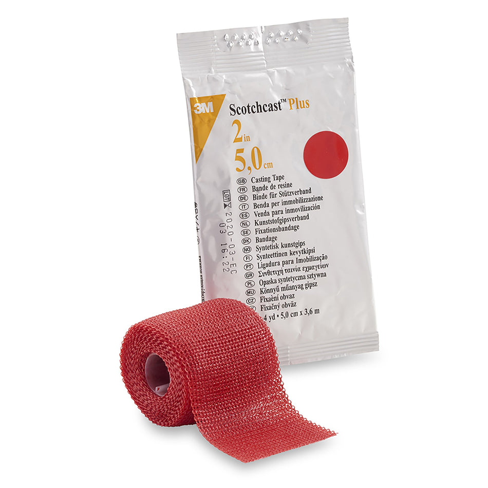 3M Scotchcast Plus Red Cast Tape, 2 Inch x 4 Yard-Cast Tape 3M Scotchcast Plus 2 Inch X 12 Foot Fiberglass / Resin Red