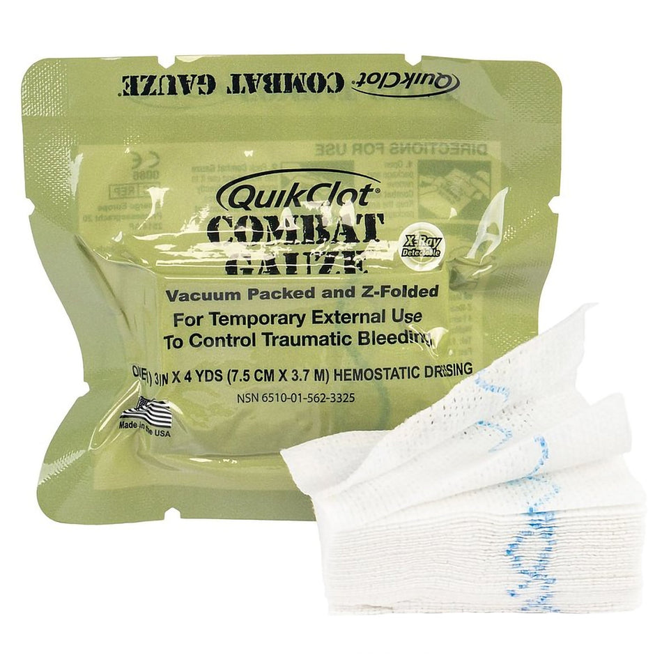 QuikClot� Combat Gauze Hemostatic Dressing, 3 Inch x 4 Yard-Hemostatic Dressing QuikClot Combat Gauze� 3 Inch X 4 Yard 1 per Pack Sterile
