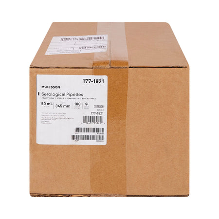 McKesson Polystyrene Serological Pipette, 50 mL-McKesson Serological Pipette 50 mL 0.5 mL Graduation Increments / 9 mL Negative Graduations Sterile
