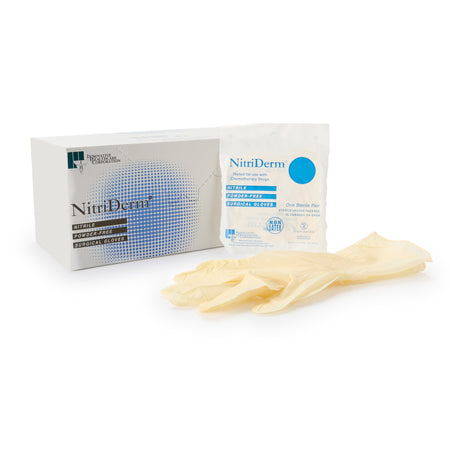 NitriDerm Nitrile Surgical Glove, Size 7, White-Surgical Glove NitriDerm Size 7 Sterile Nitrile Standard Cuff Length Fully Textured White Chemo Tested