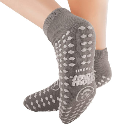 Pillow Paws Slipper Socks Double Print, 2X-Large-Slipper Socks Pillow Paws 360 Imprint Unisex Adult 2X-Large All Around Tread Single Patient Use Gray