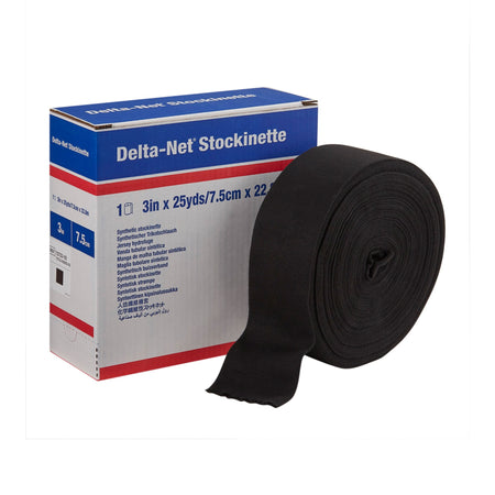 Delta-Net Black Synthetic Compression Stockinette, 3 Inch x 25 Yard-Stockinette Tubular Delta-Net 3 Inch X 25 Yard Synthetic NonSterile