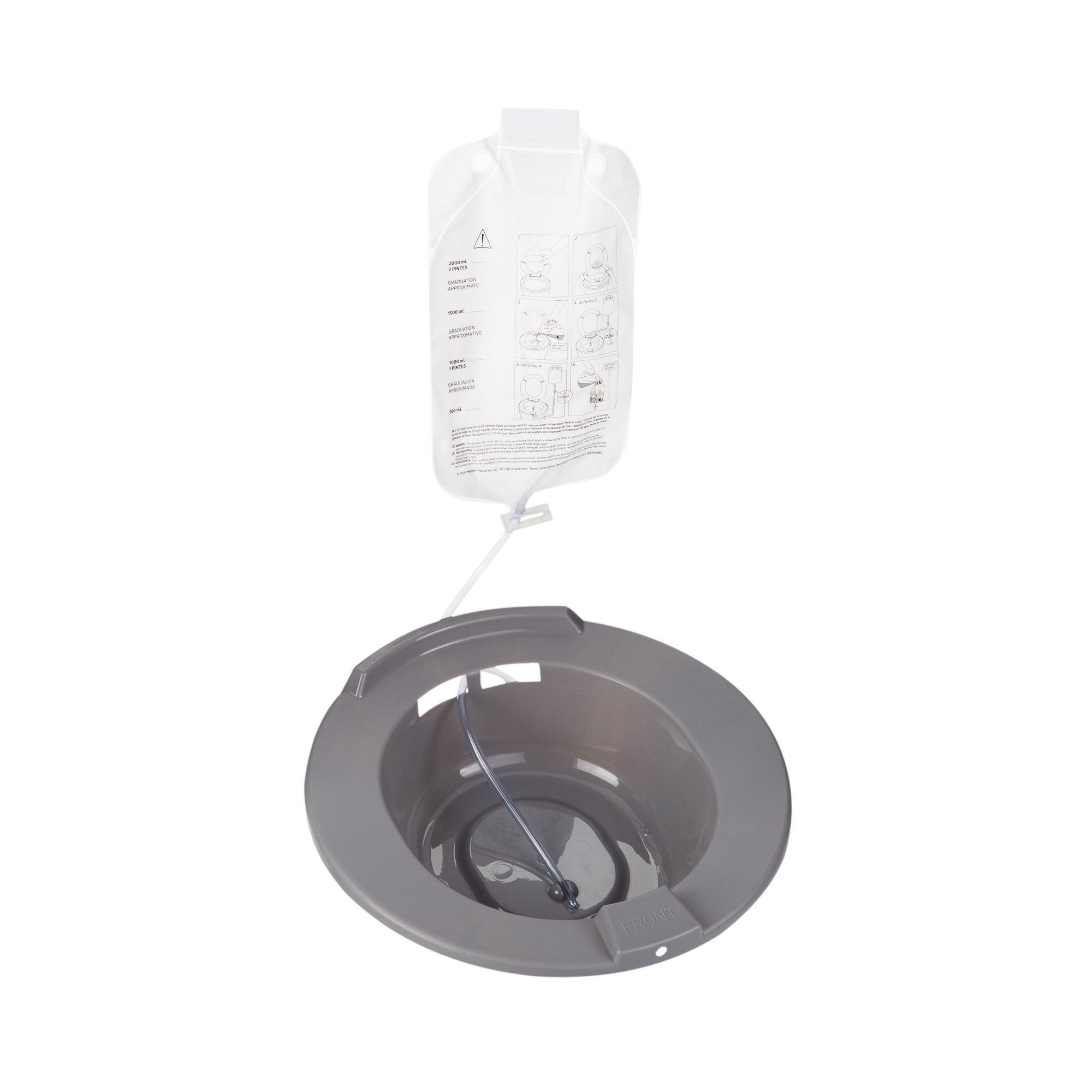 McKesson Sitz Bath-"Sitz Bath McKesson Round Graphite Plastic 2000 mL Bag Graduated, 500 mL Increments up to 2000 mL"