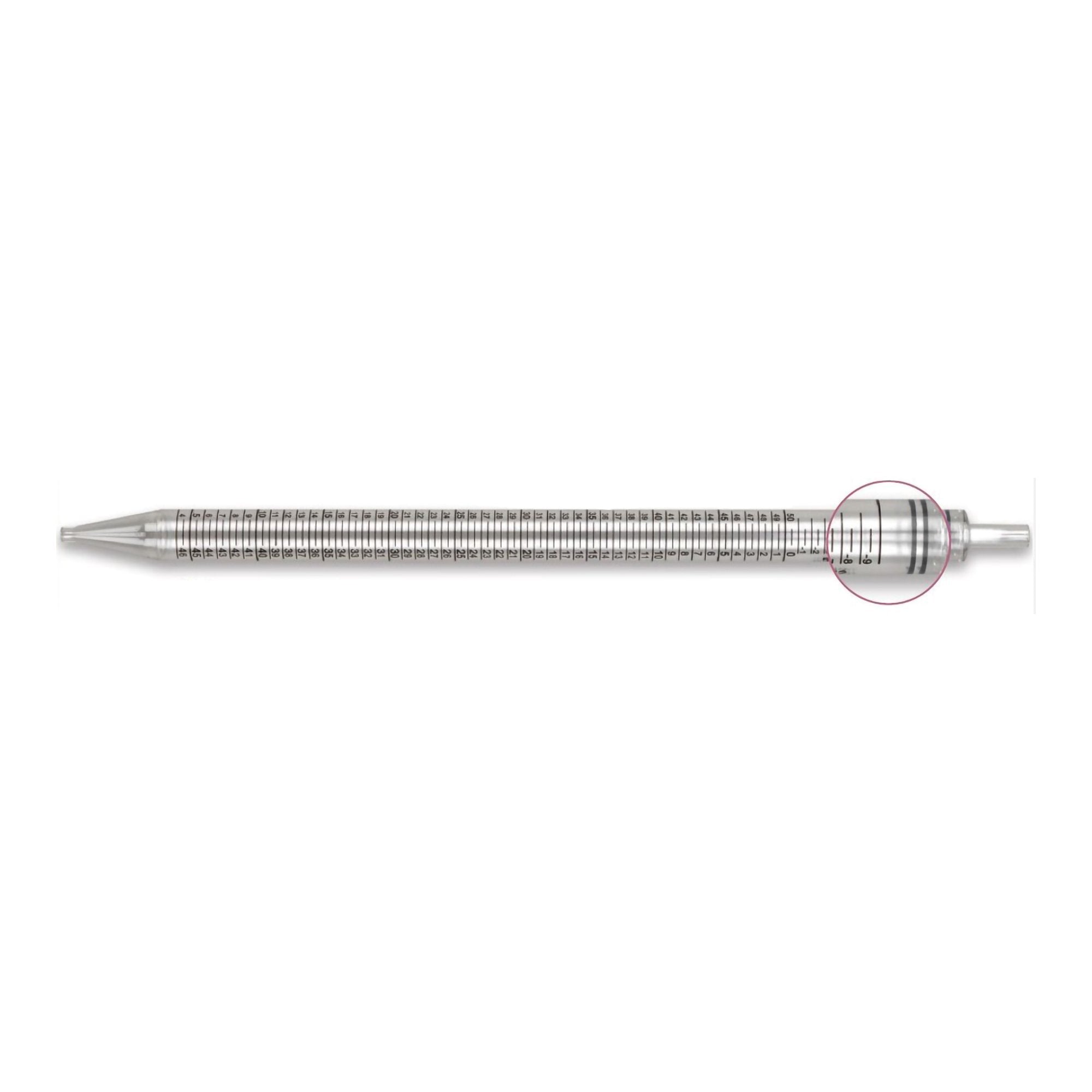 McKesson Polystyrene Serological Pipette, 50 mL-McKesson Serological Pipette 50 mL 0.5 mL Graduation Increments / 9 mL Negative Graduations Sterile