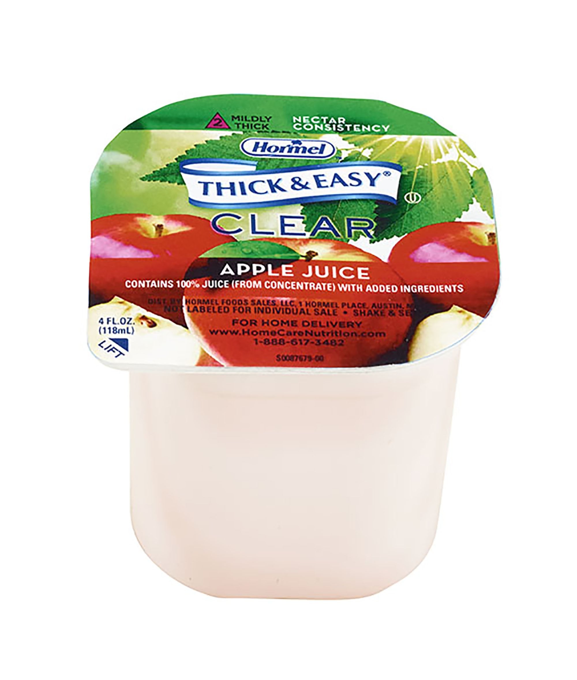 Thick & Easy Clear Nectar Consistency Apple Thickened Beverage, 4-ounce Cup-Thickened Beverage Thick & Easy 4 oz. Portion Cup Apple Flavor Liquid IDDSI Level 2 Mildly Thick