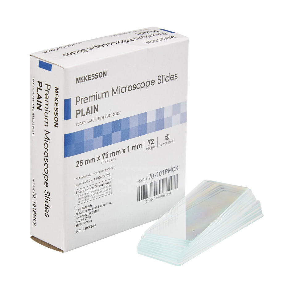 McKesson Premium Plain Microscope Slide, 25 x 75 mm-Microscope Slide McKesson 25 X 75 X 1 mm Plain