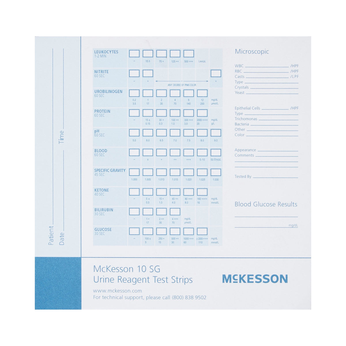 McKesson Consult Urine Reagent Test Strip Recording Pad-Urine Reagent Test Strip Recording Pad McKesson Consult For use with McKesson CONSULT 10SG Urine Reagent Strips (MFR # 121-10SG)