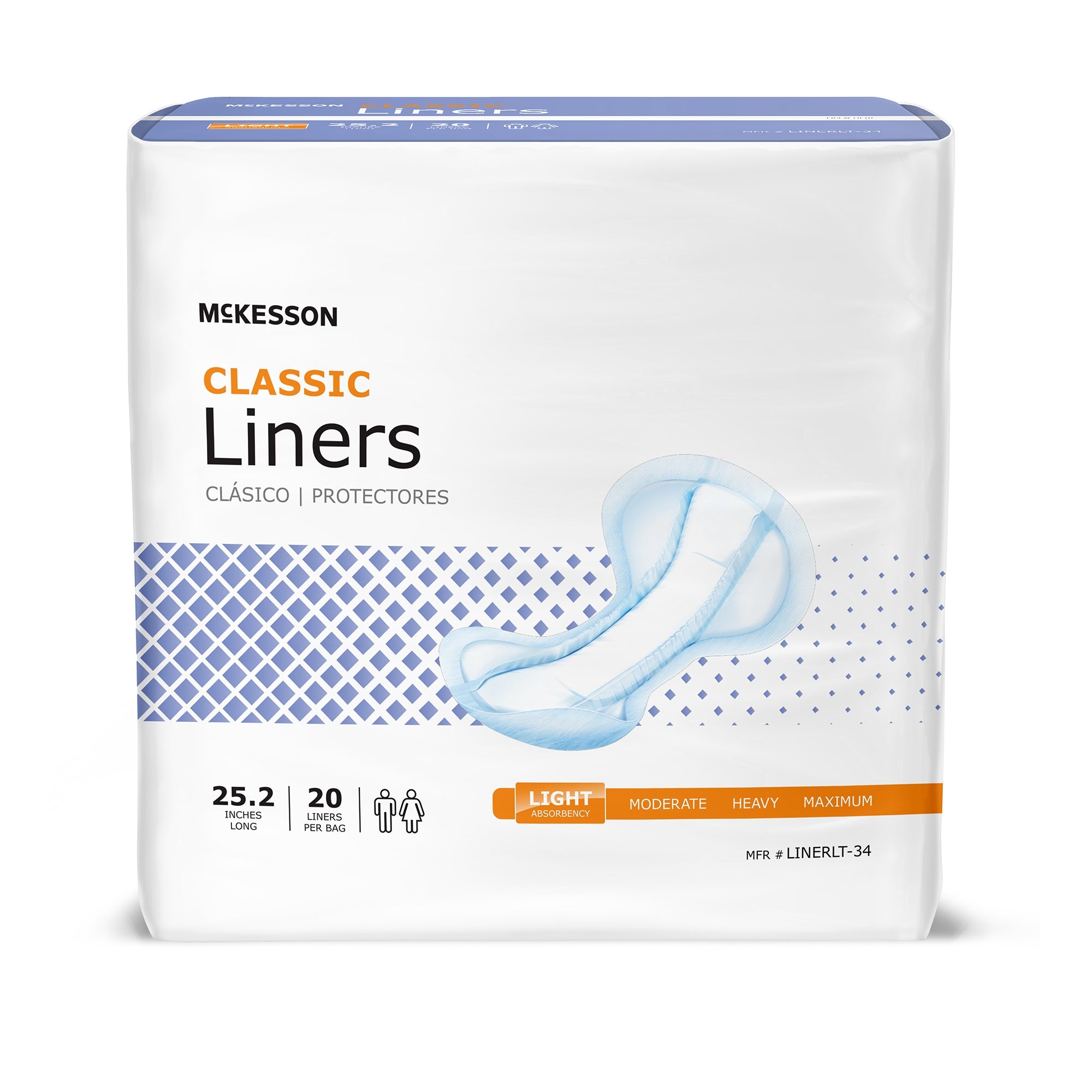 McKesson Classic Incontinence Liner-Incontinence Liner McKesson Classic 25-1/5 Inch Length Light Absorbency Polymer Core One Size Fits Most