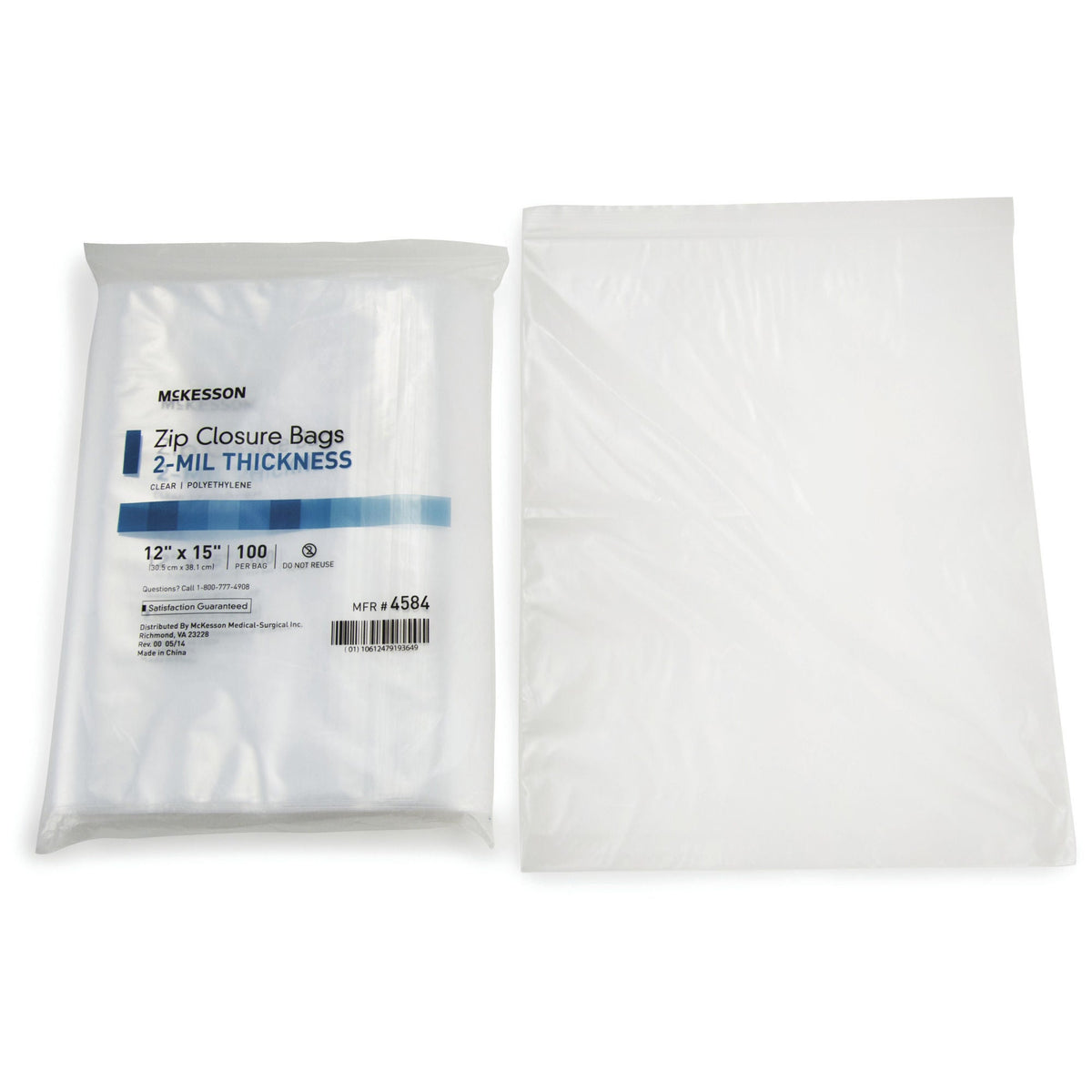 McKesson Zip Closure Bag, 12 X 15 Inches - Housekeeping>Bags>Reclosable Bags - McKesson Brand