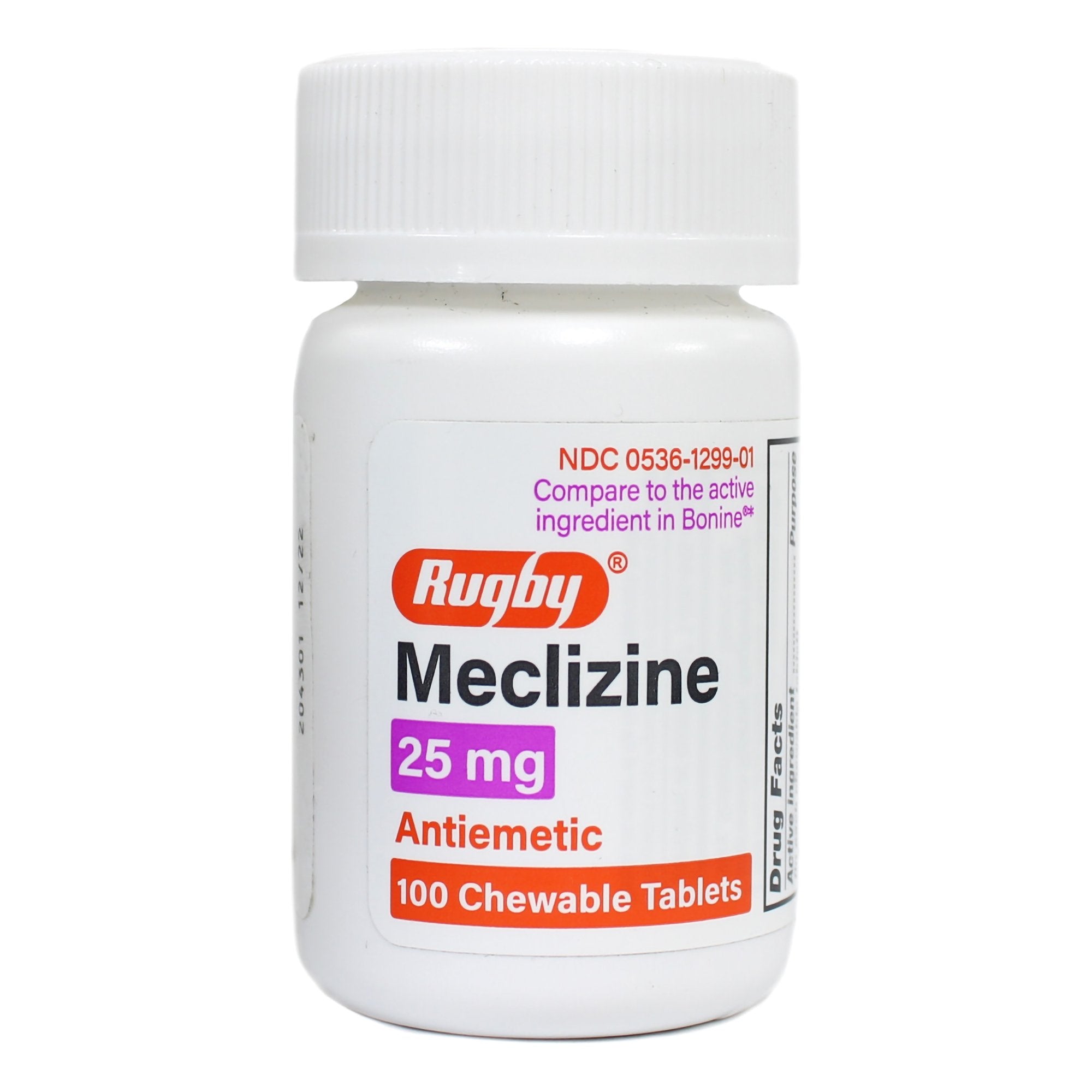 Rugby Meclizine Chewable Tablets-Nausea Relief Rugby 25 mg Strength Chewable Tablet 100 Per Bottle